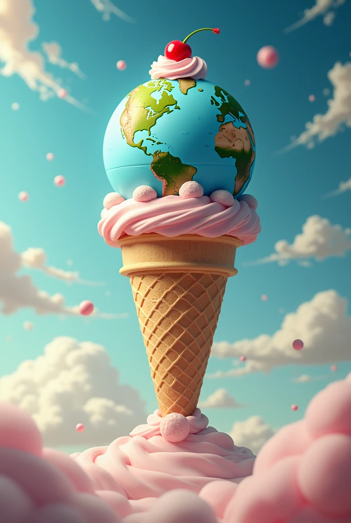 a picture of the earth on top of an ice cream cone