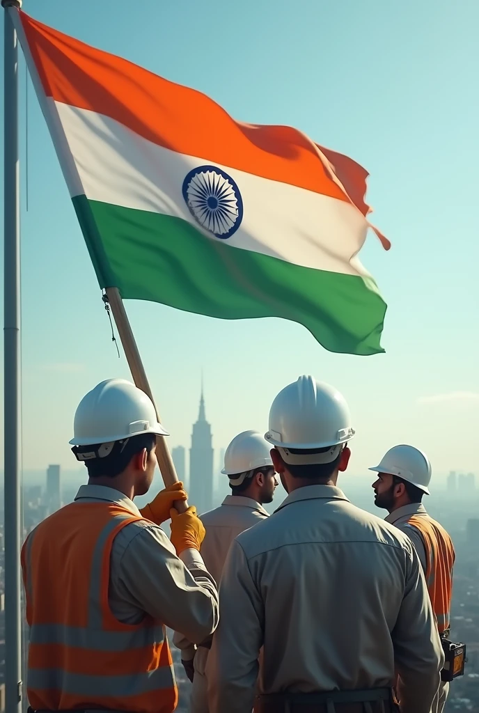 ENGINEERS white helmet HOISTING FLAG IN INDIAN INDEPENDENT DAY WhatsApp status 