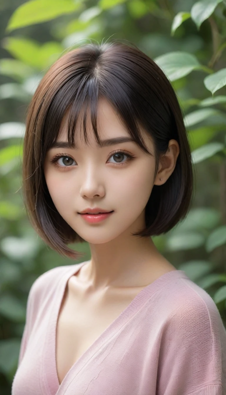 8k, Ultra-high resolution, Highest quality, masterpiece, 三分割法によるphotograph,Surreal, photograph, 1 Girl, (:1.3), pretty girl, Cute Face, 細部までBeautiful Eyes, 細かくdetailedに,masterpiece,One Girl:1.2,Japanese women,Young Wife,upper body,smile,Black hair,Bowl cut,(Summer knitwear:1.3),wood々Inside,Mountain trail,Summer sunshine,wood漏れ日,(Beautiful attention to detail),Subtle details, detailedな顔, smile,Attractive girl,(のポートレートphotograph:1.4),(Photorealistic images:1.4),Fantasy art,(Beautiful Face:1.4),Beautiful and attractive eyes、Beautiful Eyes、(Tight waist:1.4)、(Beautiful with perfect body proportions:1.4),Pink Lips,Looking at the audience,(((Ideal body type))),A-cup small breasts :2,、Portraiture:2、Perfect Anatomy、鮮明なdetailed、detailed,Fashion magazine cover,Thin lips,完璧でBeautiful Face ,完璧でCute Face, Skin with attention to detail, Perfect limbs、Narrow waist,Surreal,Light and shadow,dappled sunlight