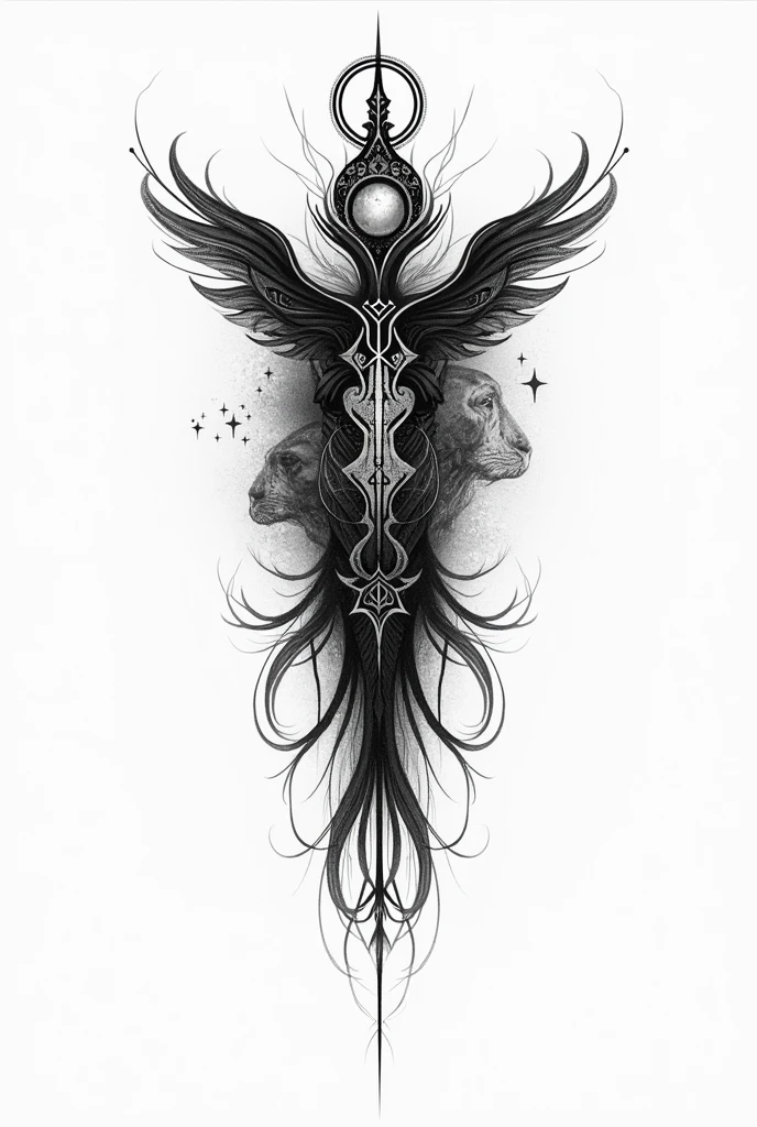 Vector of the Mind represent, black and white, tattoo