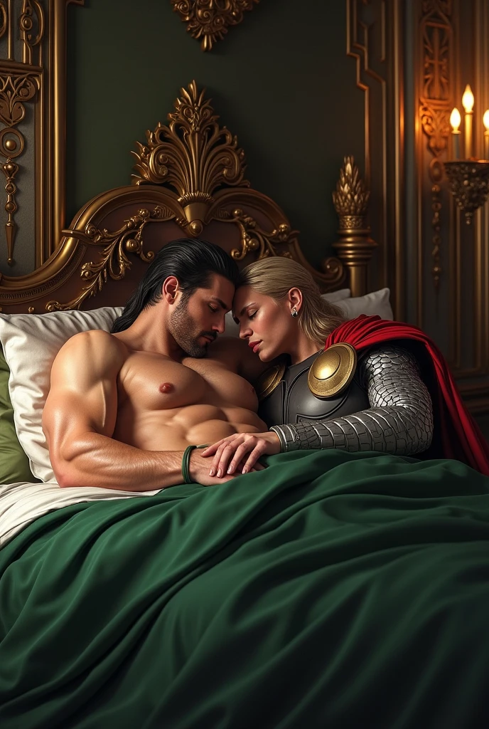 Loki and Thor lying in a bed
