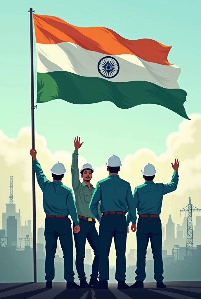 ENGINEERS white helmet HOISTING FLAG IN INDIAN INDEPENDENT DAY WhatsApp status 