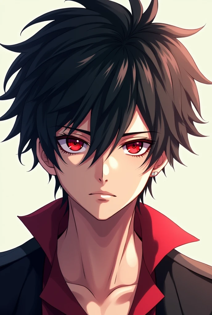 name: Lucas Sex: Male Age: 23 Height: 1,80 Black hair,Eyes red, offwhite,a small cut scar on the cheek, anime version