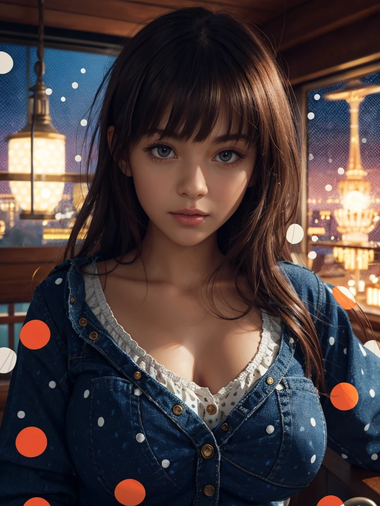 (a girls with ???????????:1.3),(the human:1.3),bangs,(The scenery in the mind of a crazy person:1.4),(Countless dots around:1.8),(digital code:1.???????tremely detailed CG unity 8k wallpaper,