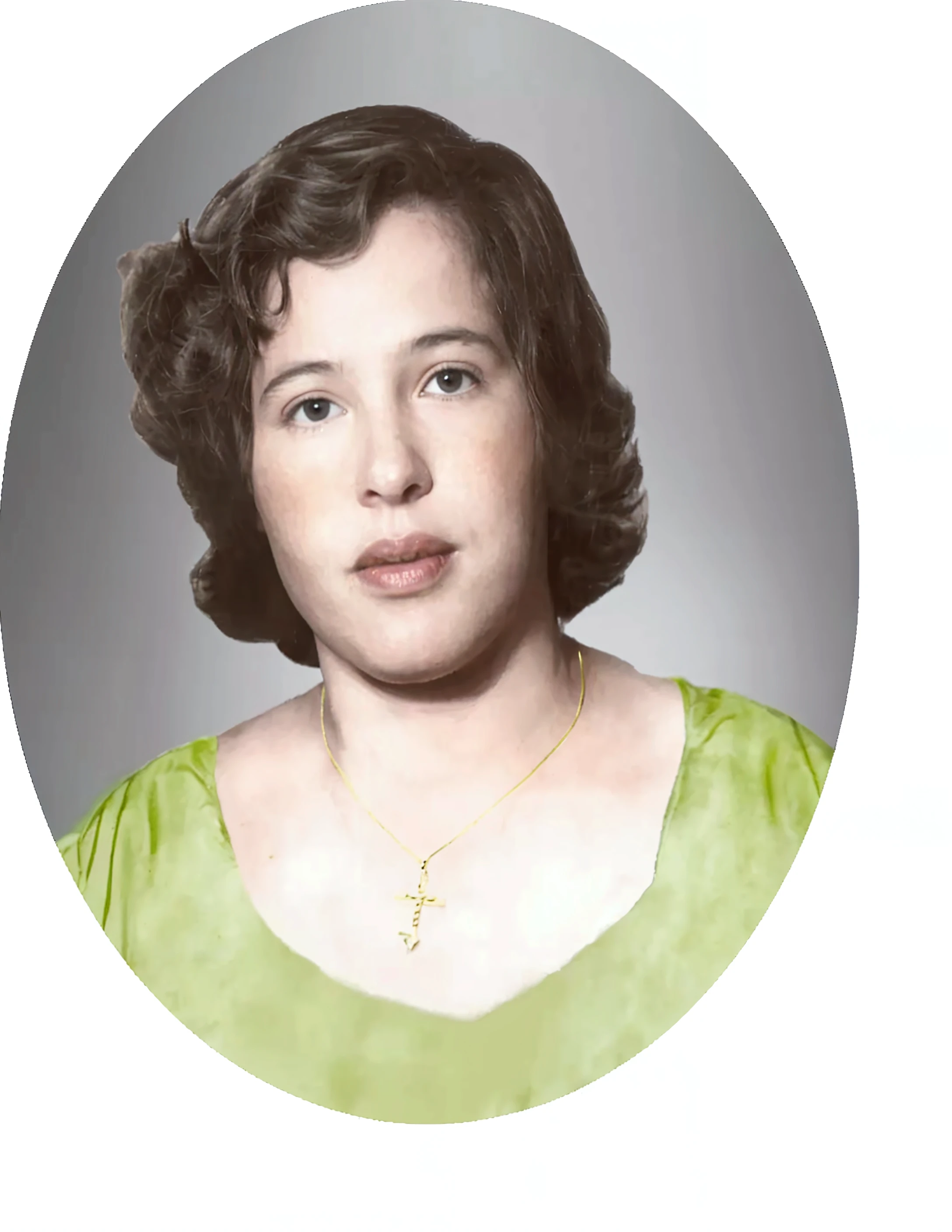 A close-up of a woman wearing a white shirt and earrings, inspired by María Helena Vieira da Silva, inspired by Antônio Parreiras, by Nándor Katona, a portrait of a plump woman, inspired by Amelia Peláez, realistic photo, by Amelia Peláez, portrait of lumastina celeraria