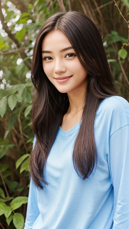 bright、Adventurer、Challenge、smile、casual、bright、Natural background、blue sky、Long Hair、Highest quality、Realistic
