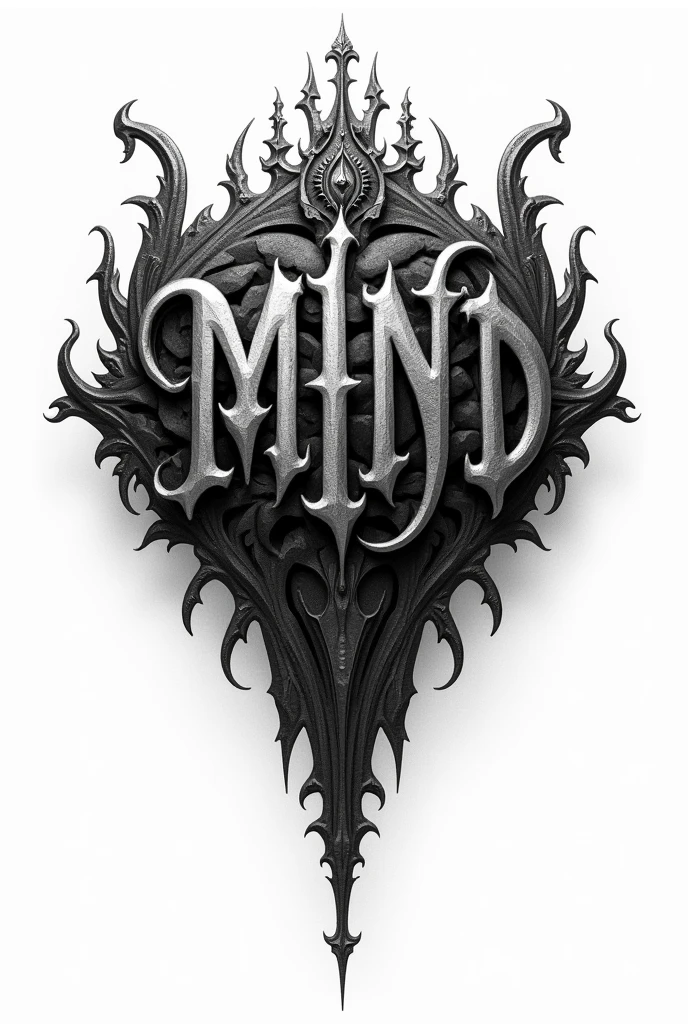 word mind with gothic style, white background
