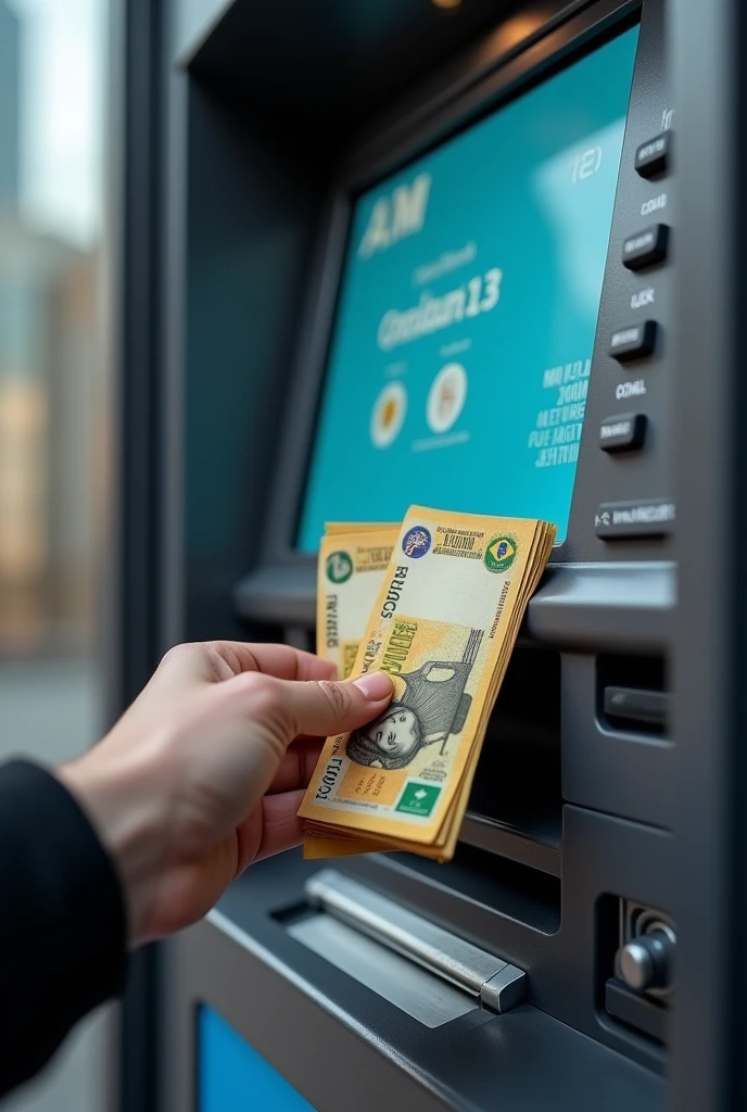 Withdrawing reais notes from an ATM