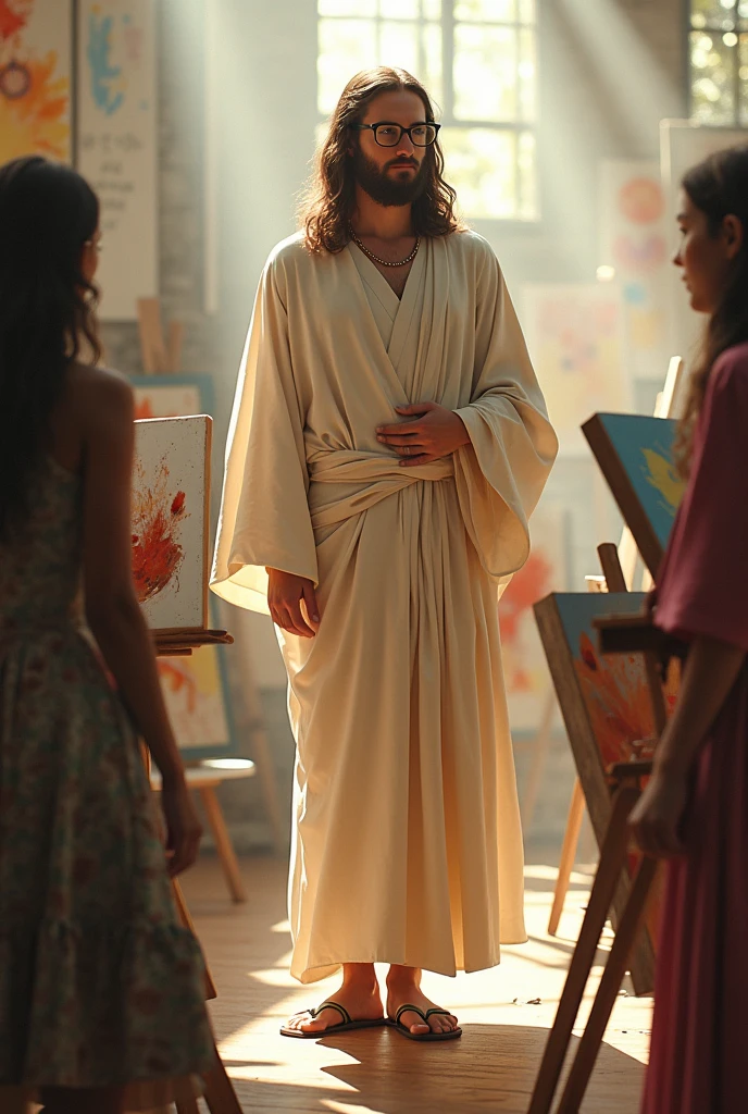 jesus with glasses seeing a art class