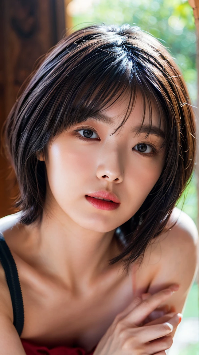 (Petite Girls, 1 person, Small breasts, Medium Bob Hair, Completely naked,), Fair-skinned, Glossy Lips, skinny, Body Type, Delicate and sexy collarbone, Highest quality, RAW Photos, Realistic, face, Incredibly beautiful, cute, Depth of written border, High resolution, 超detailed, detailed, Very detailed, extremely detailed eye and face, Sharp pupils, Sharp focus, nsfw