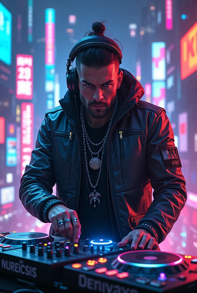 Futuristic Cyberpunk Male DJ 
