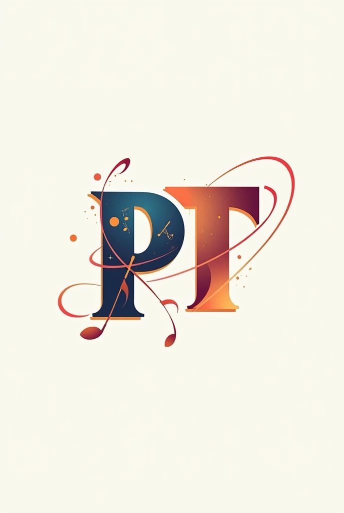 Generate a logo with the letters PT with a music theme
