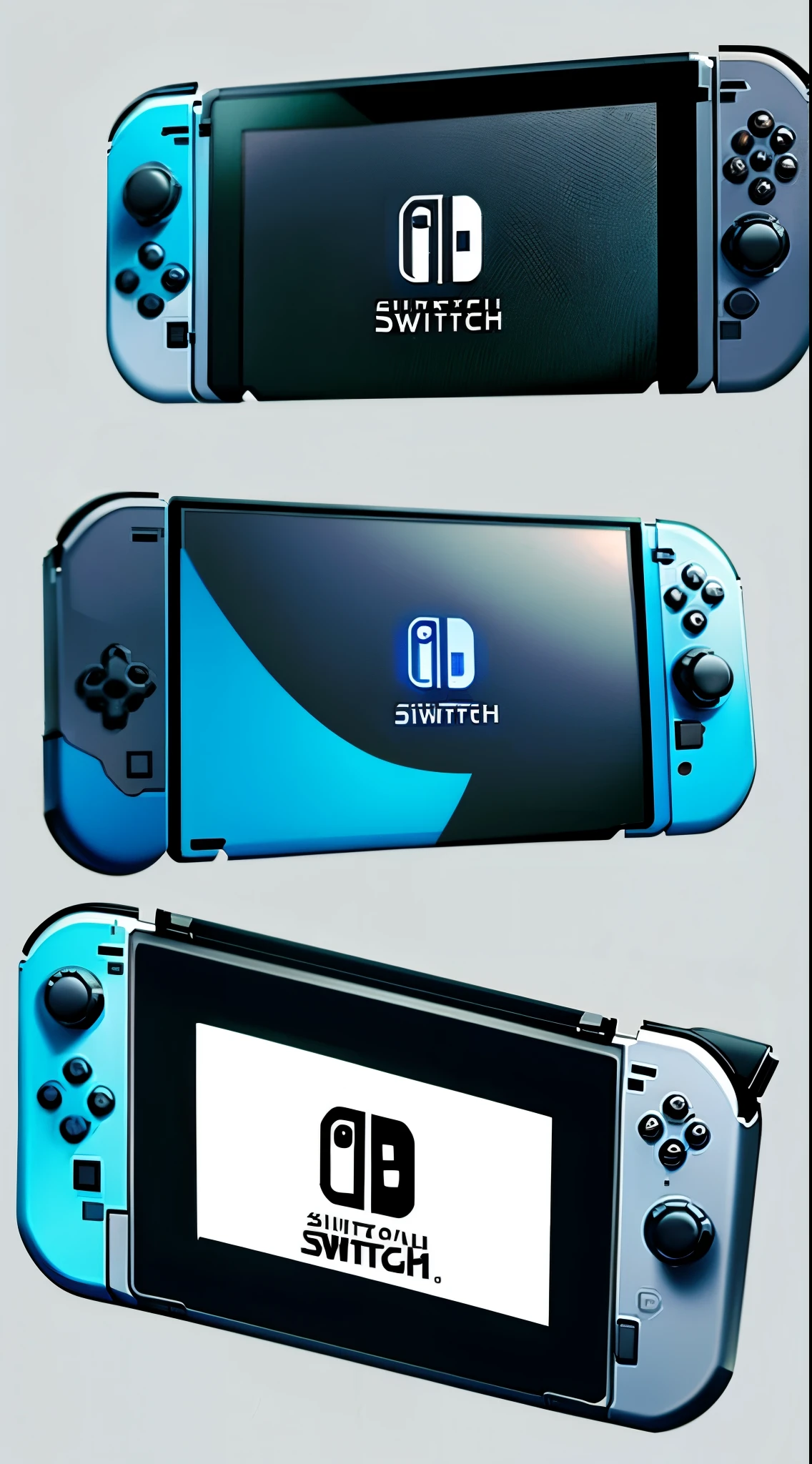 Game console, (NintendoSwitch), futuristic design, simple background, advertisement for game console,