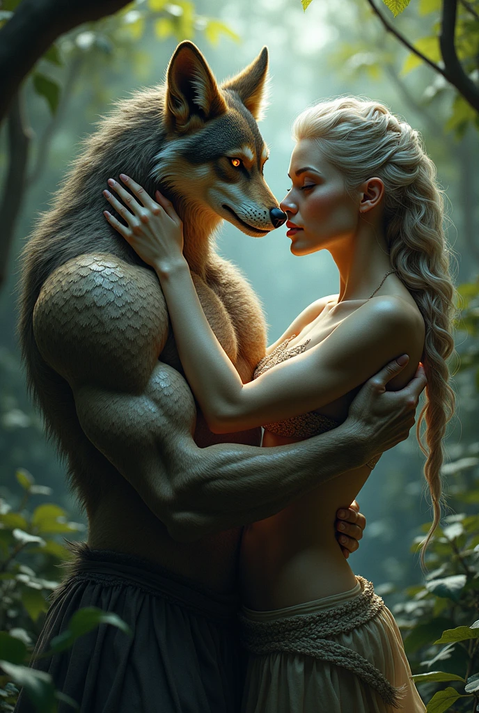 a beautiful and detailed portrait of a duo characters, female anthro wolf and male anthro wolf lies together on the grass, no clothing, kenket, Bonifasko, Ross Tran,ruan jia, trending on artstation,foxovh, cenematic lighting
Forest, mountains, clouds, distant river, blue eyes