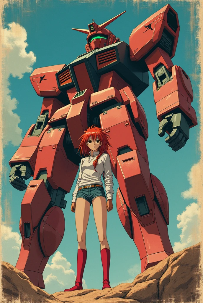 Eva,Asuka,Showa Year Japanese Manga Style,Movie quality,Vintage nostalgia,Eva 初号机背景,Asuka站立,poster