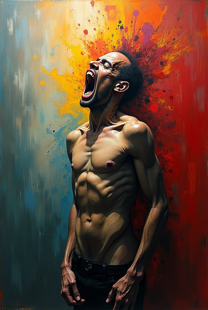 Reinterpret the painting in an abstract painting style "or scream"
