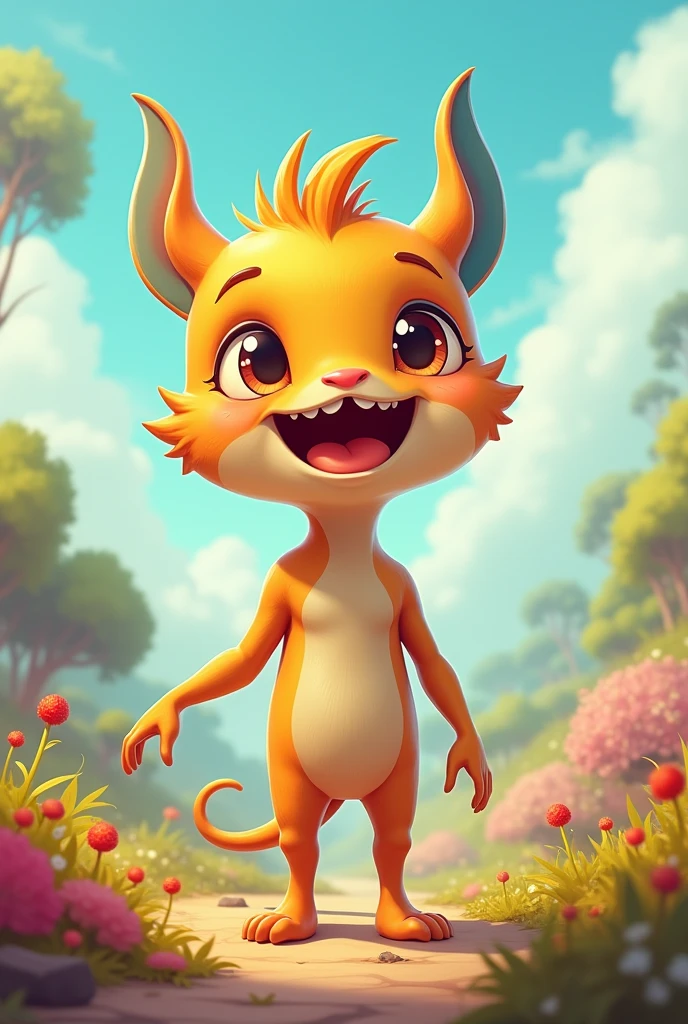 2d boy of not human but not alien it's like cartoon