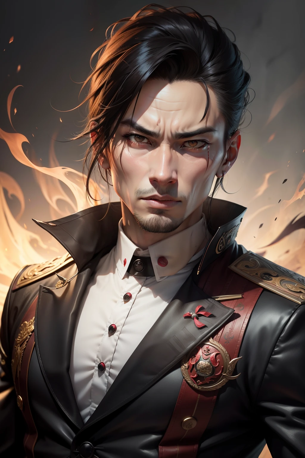 yan，masculine face，Scary and terrifying