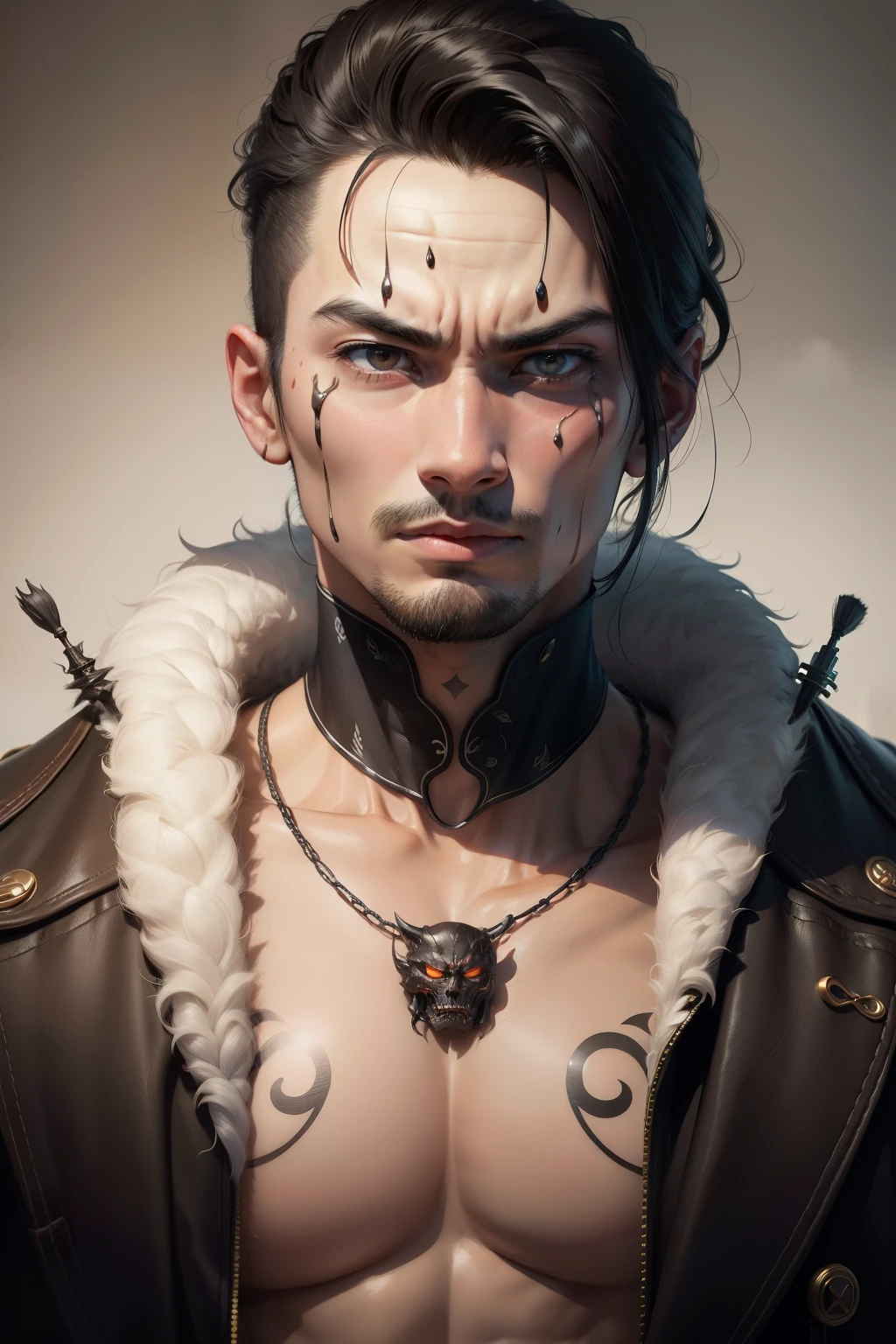 yan,masculine face,Scary and terrifying