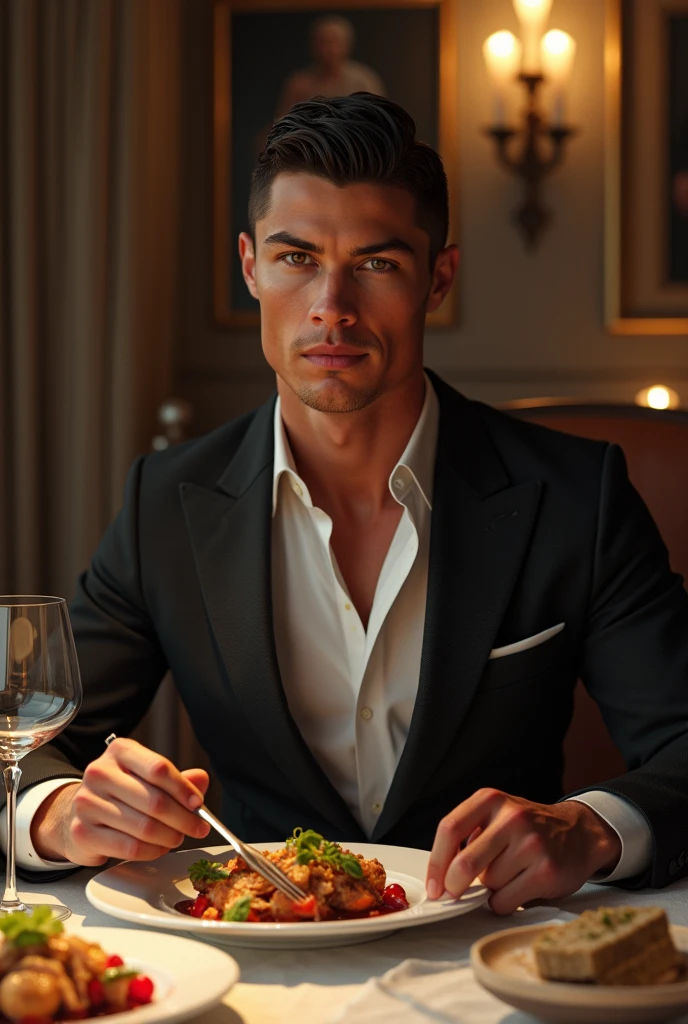 Cristiano Ronaldo together having dinner 