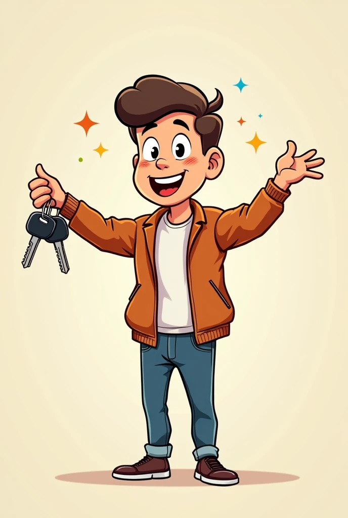Cartoon of a man showing car keys