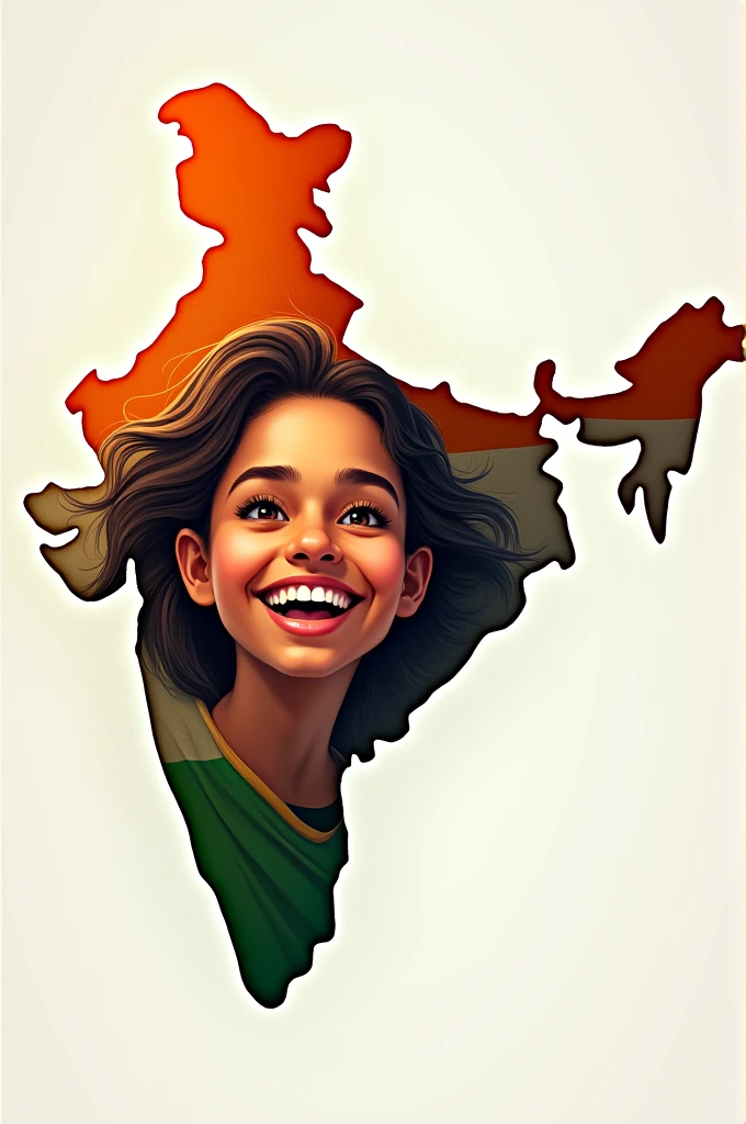 India happiest face with India's achievements in indian map