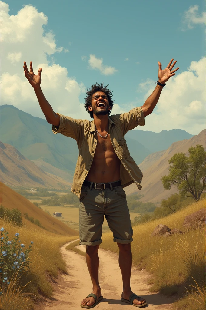 Country boy hooting gas in the backlands of northeastern Brazil