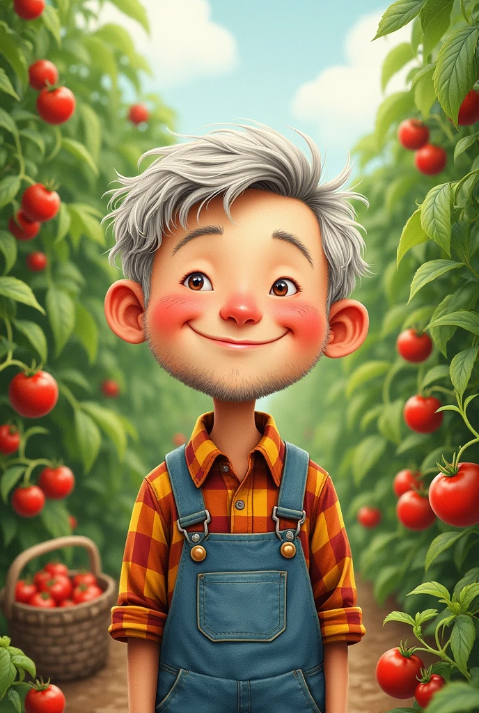 I want to create an easy drawing about a book called Sara Tomato and the main character is a man