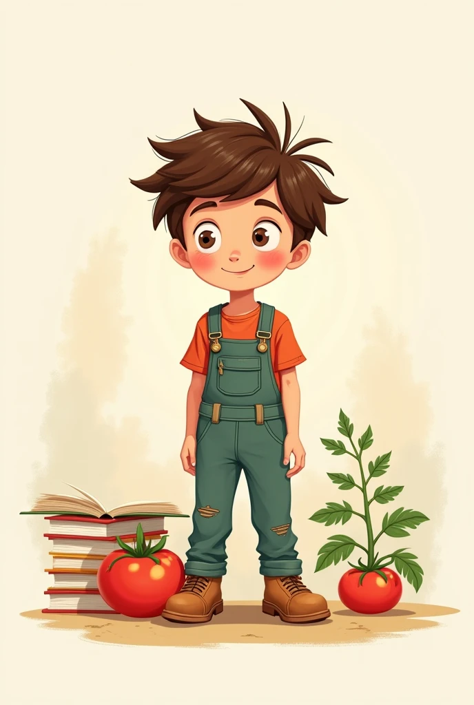 I want to create an easy drawing about a book called Sara Tomato and the main character is a 12 year old boy.