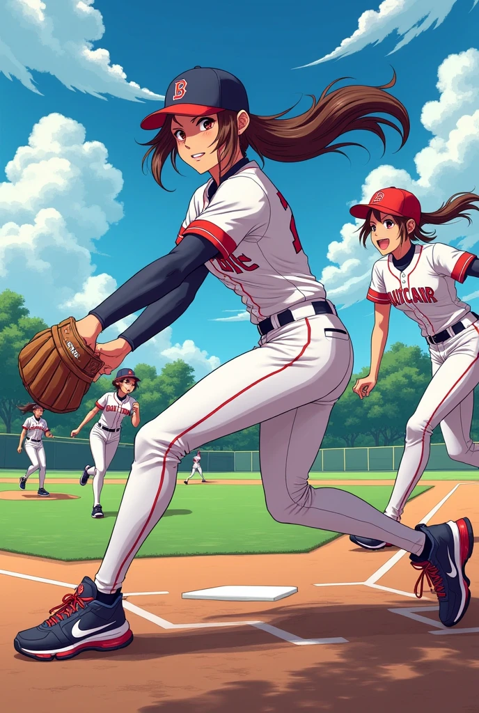 Women&#39;s Baseball　woman　Anime-style illustrations