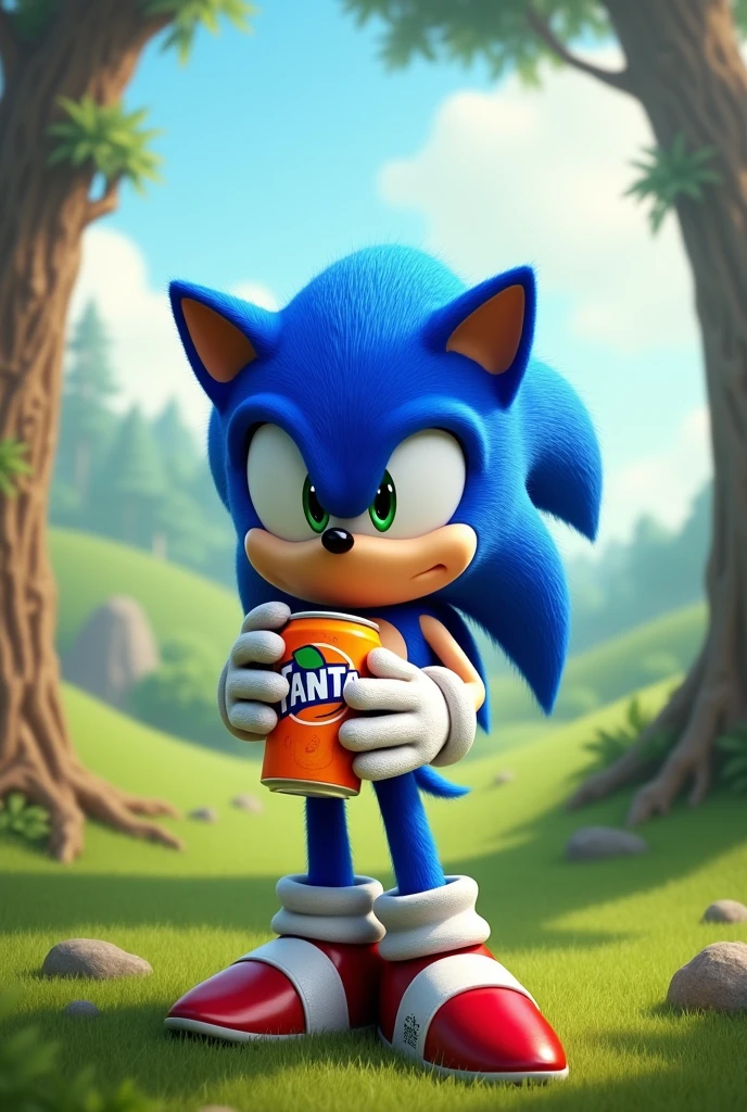 Make Sonic drink a can of Fanta orange flavour