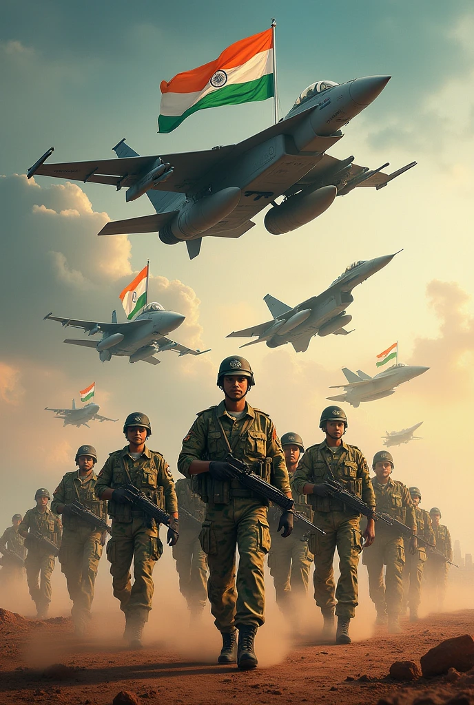Three forces Combination of indian navy , indian airforce , indian army Images