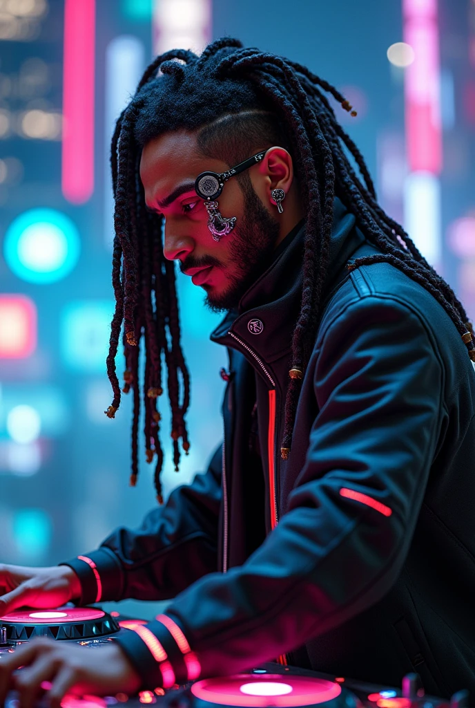 DJ male cyberpunk avatar type with dreadlocks