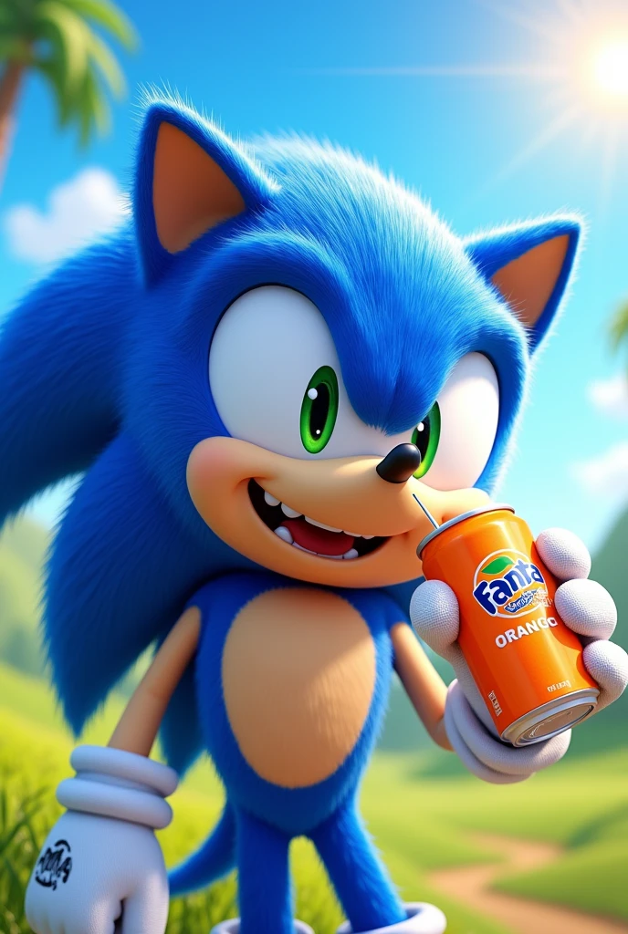 Make Sonic happy by drinking a can of Fanta Orange flavour 