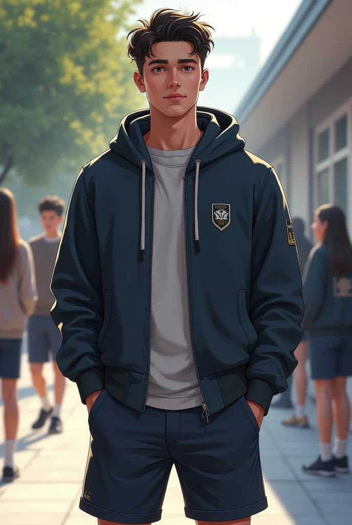 school uniform hoodie short Young handsome man cool
