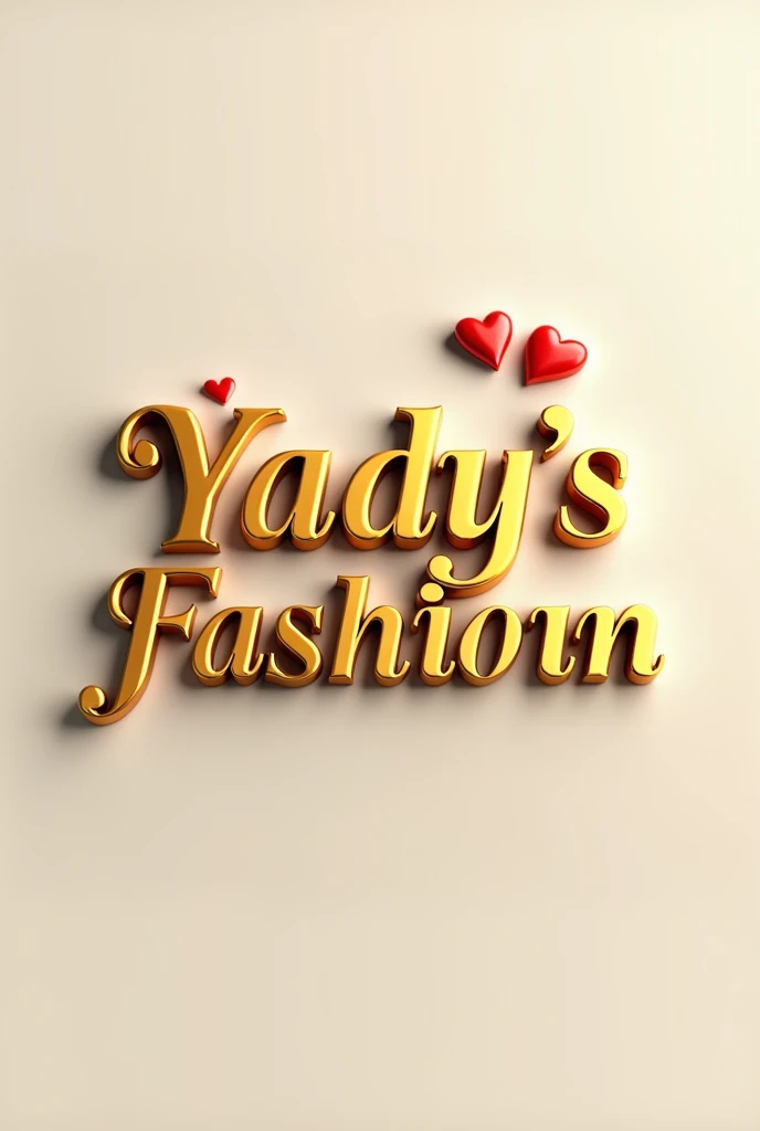 Yady'z Fashon logo in gold color in 3D with red hearts