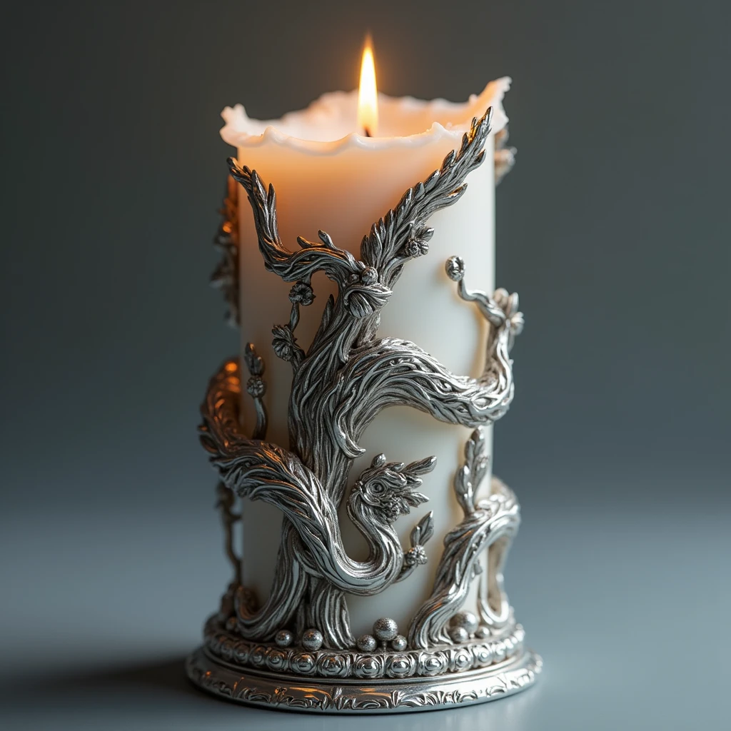 3D anime forged silver candle 16th century