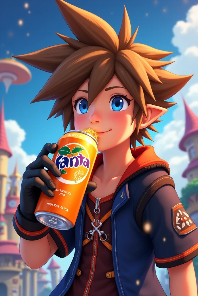 Make Sora from Kingdom Hearts drink an orange-flavored Fanta