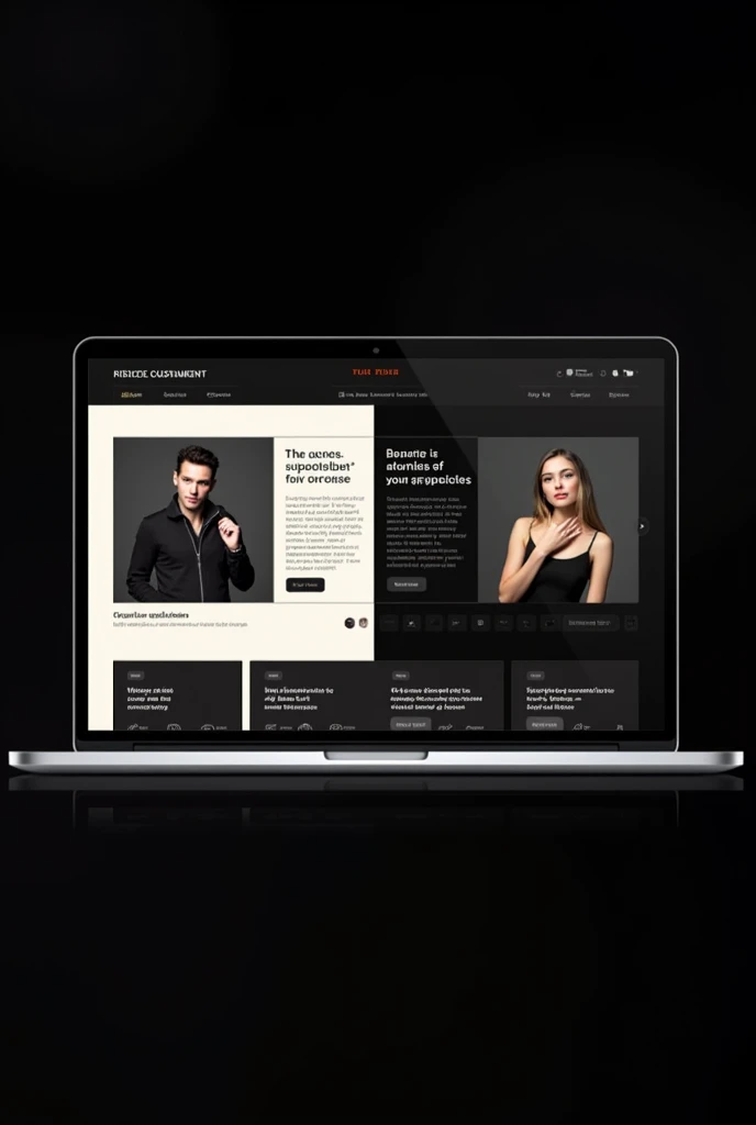 
Design an image that showcases a before-and-after comparison of a website's user interface. On one side, display a basic, outdated layout, and on the other side, a sleek, modern design with clear call-to-action buttons, attractive visuals, and a responsive layout. But attractive color combination is black and skin.