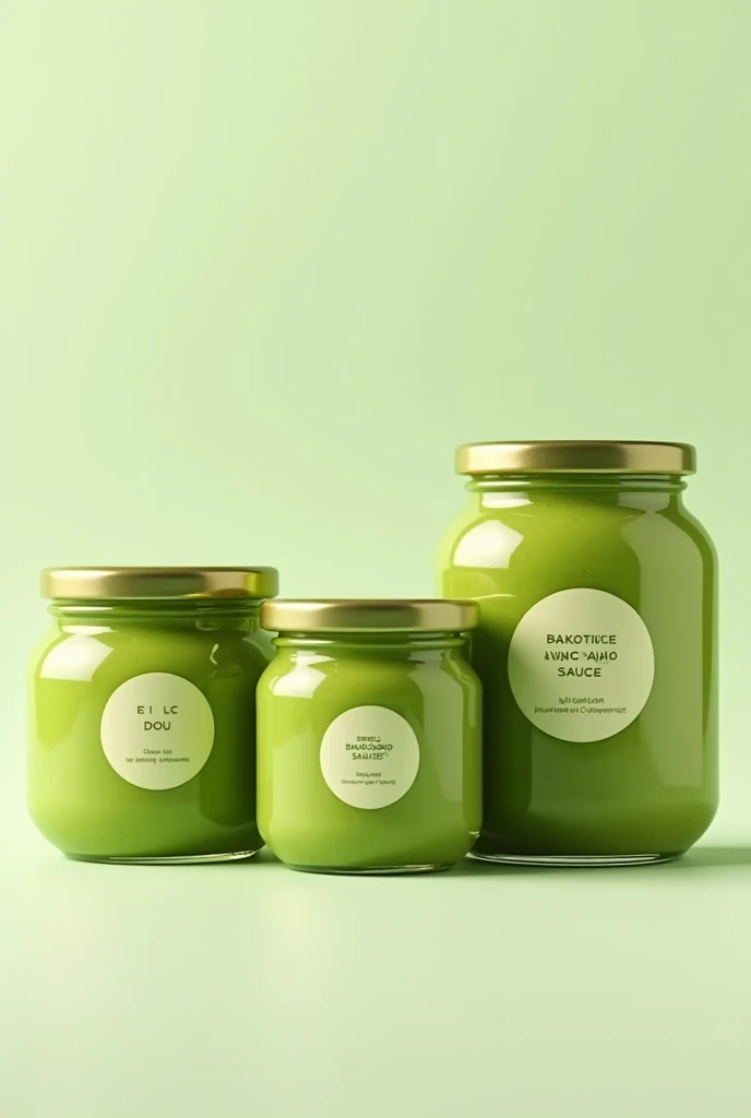 Create an image of avocado sauce jars