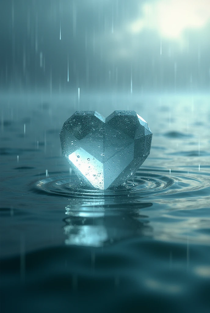 Crystal in the rain as proof of love in the sea