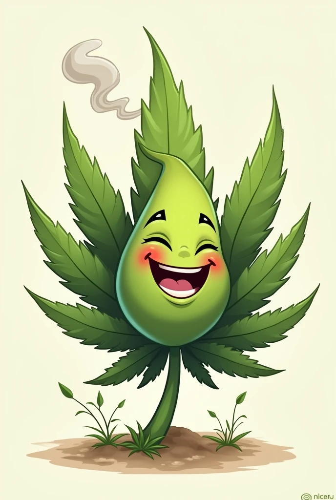 Marijuana leaf with smile and smoking weed