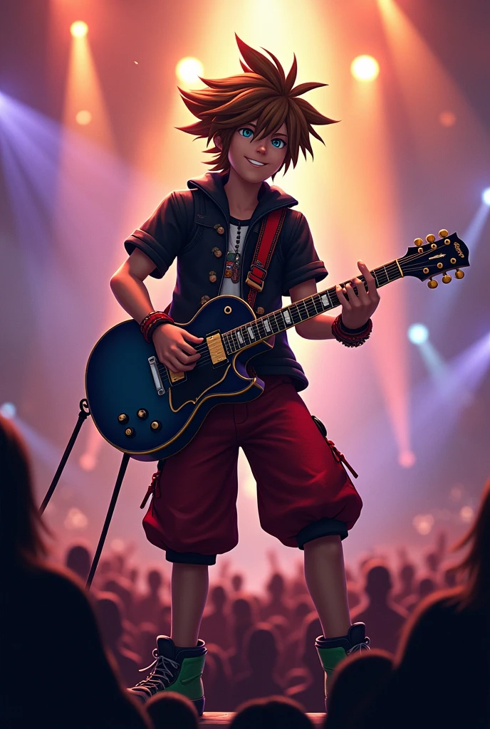 make sora from kingdom hearts play guitar in a concert 