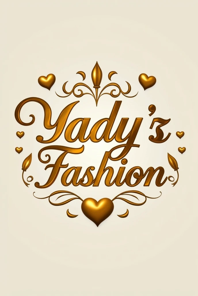 Yady'z Fashon logo in gold color with weights and hearts