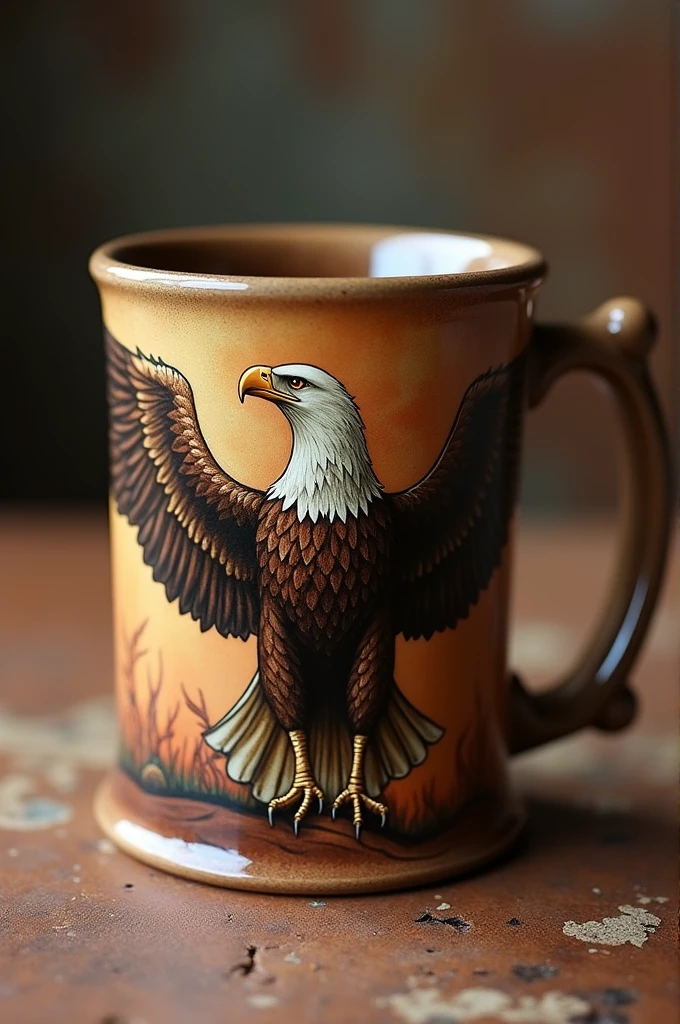A mug with a picture of an eagle