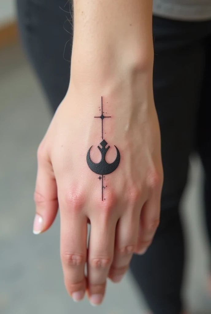 Minimalist Star Wars tattoo on hand