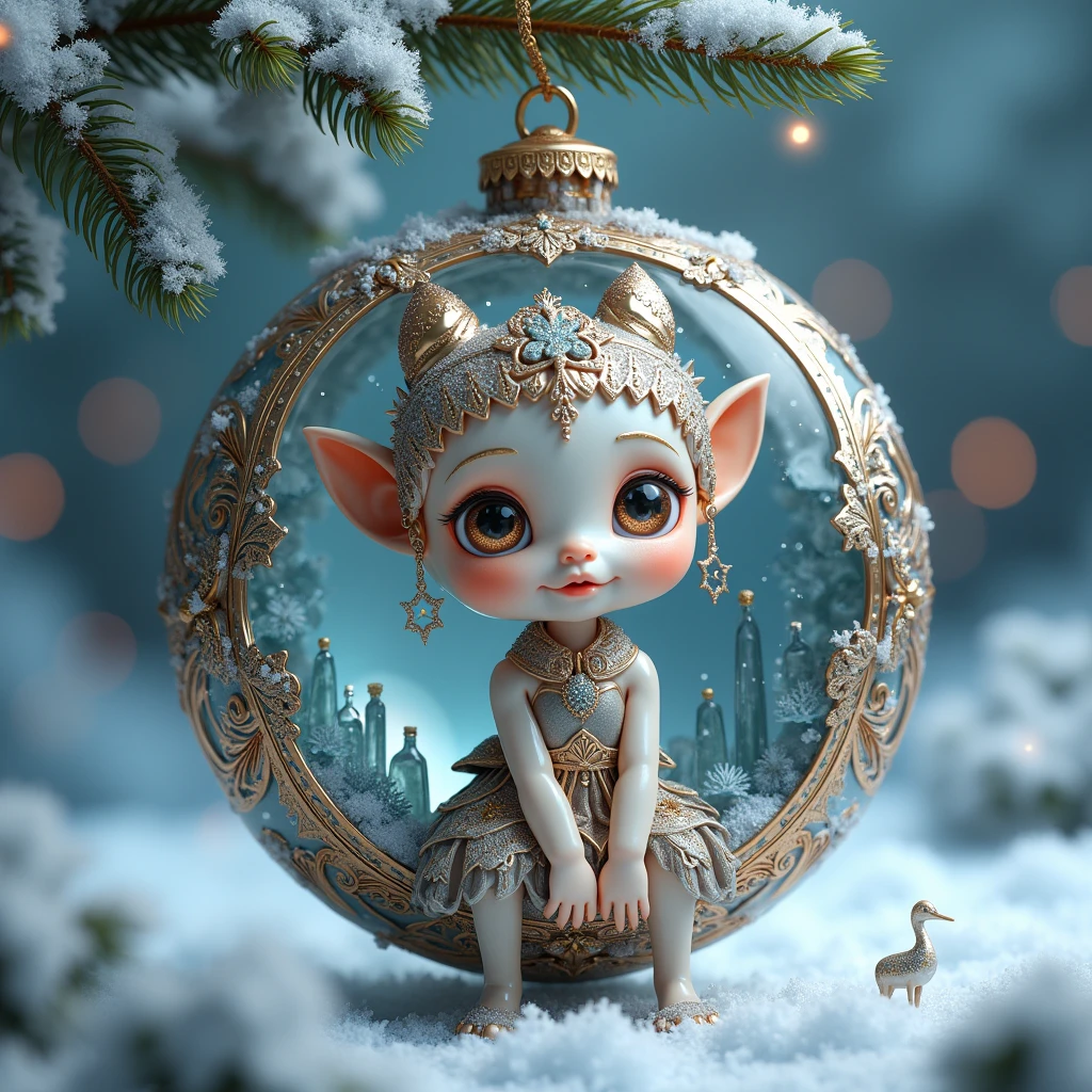 3D anime forged silver christmas ball 16th century