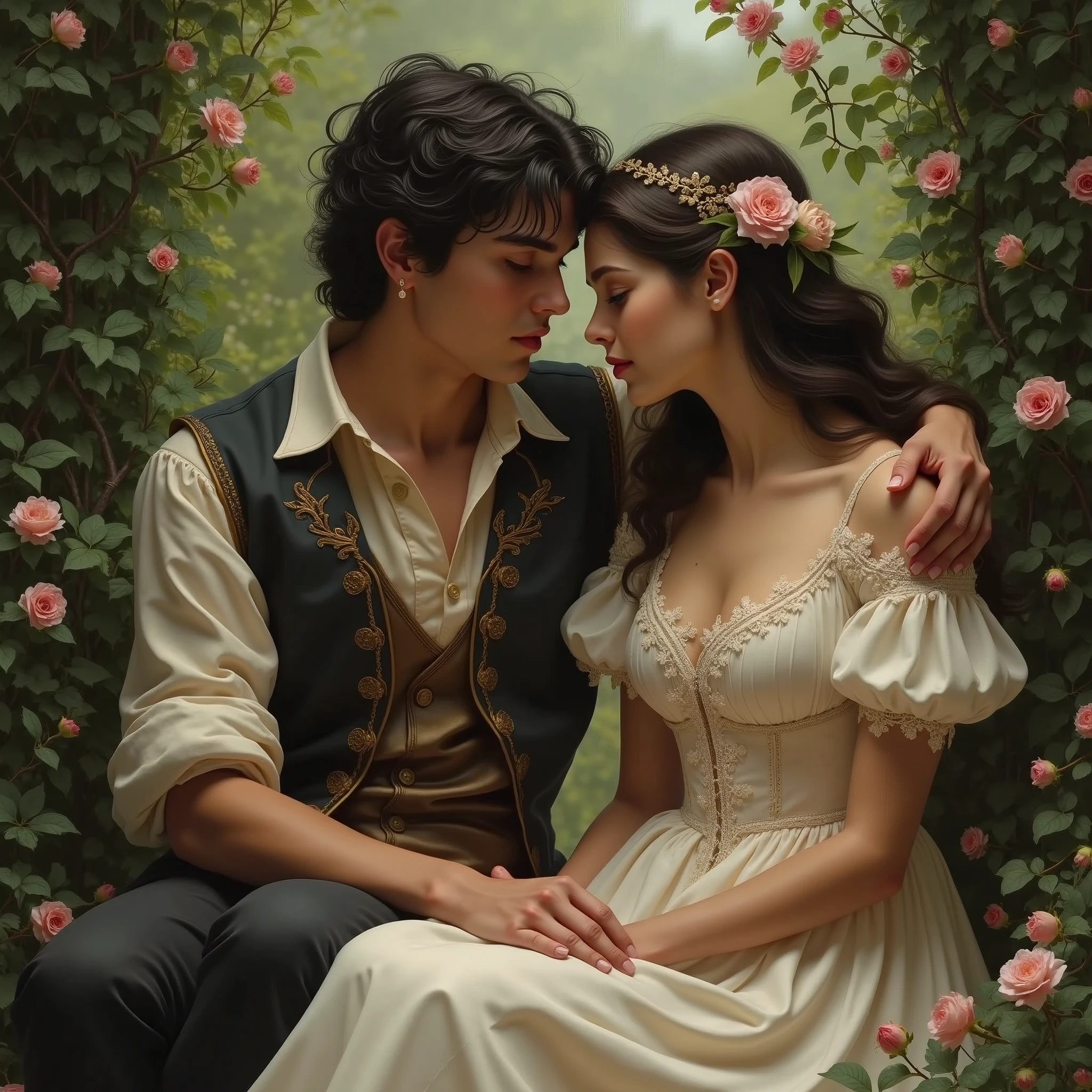 Romeo and Juliet sitting side by side