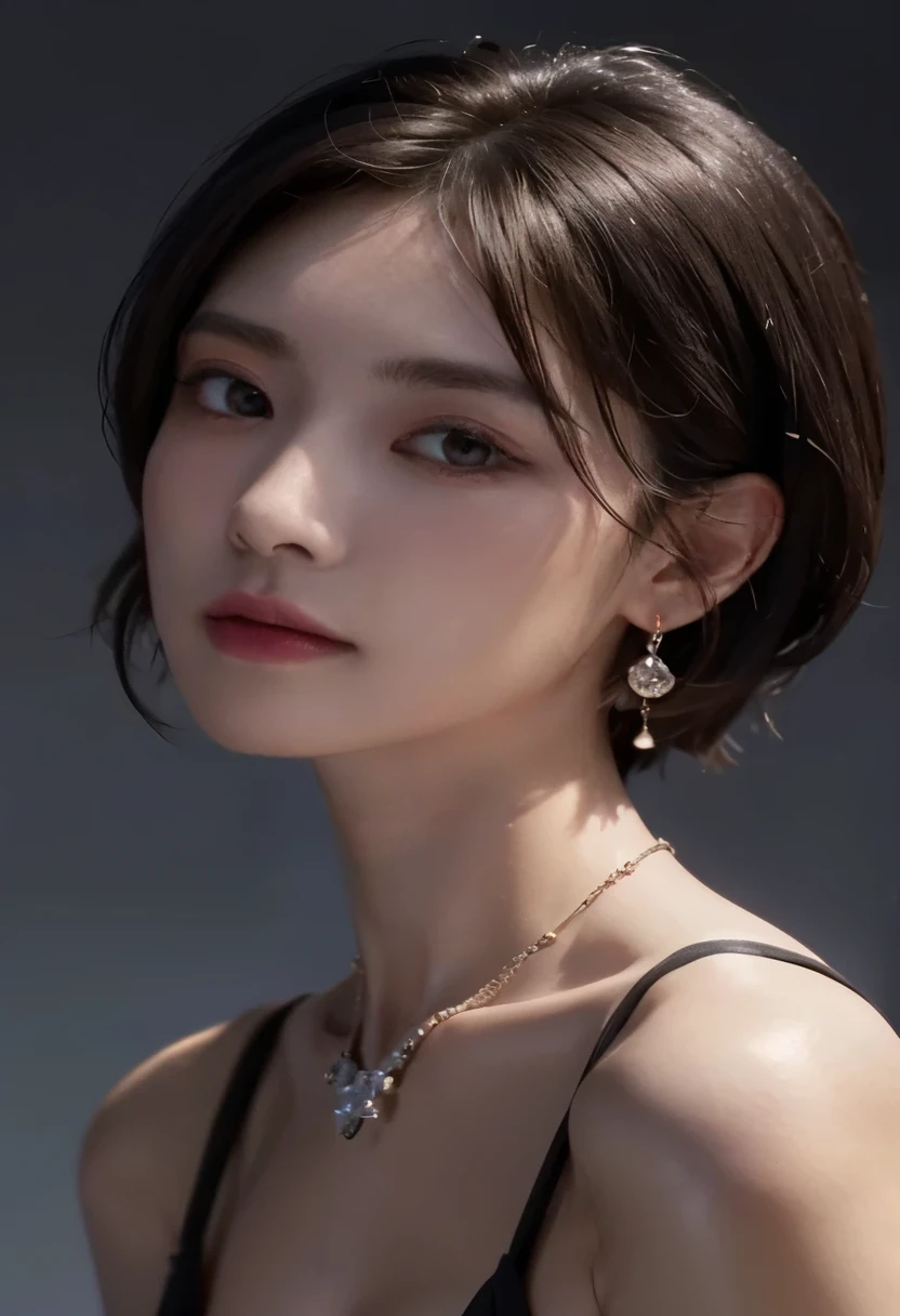 Best Quality, 8k, Masterpiece, (Portrait: 1.3), (photo realistic:1.4), (hyper realistic:1.4), Sharp Focus, looking at viewer, (smoother lighting:1.1), (increase cinematic lighting quality:0.9), realistic lighting, backlighting, light on face, ray trace, (brightening light:1.2), (Increase quality:1.4), sharp detail, (best quality real texture skin:1.4), finely detailed eyes, black_eyes, finely detailed face, 25 year old Korean woman
