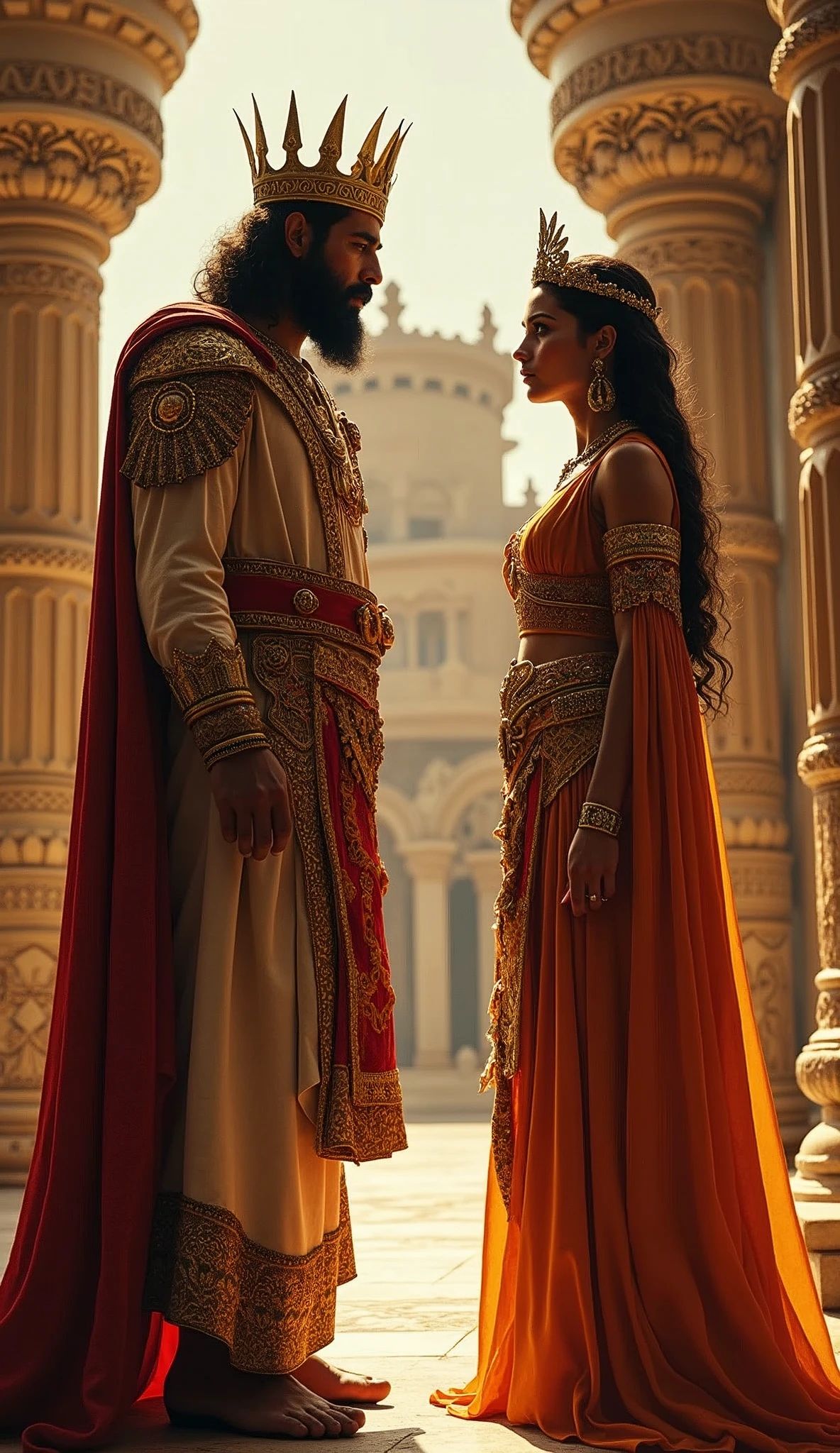 Solomon and the Queen of Sheba Standing Side by Side